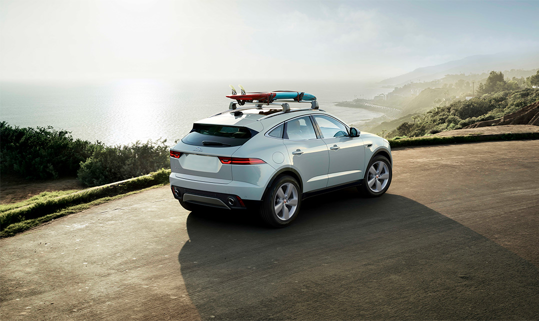Jaguar SUV with roof rack